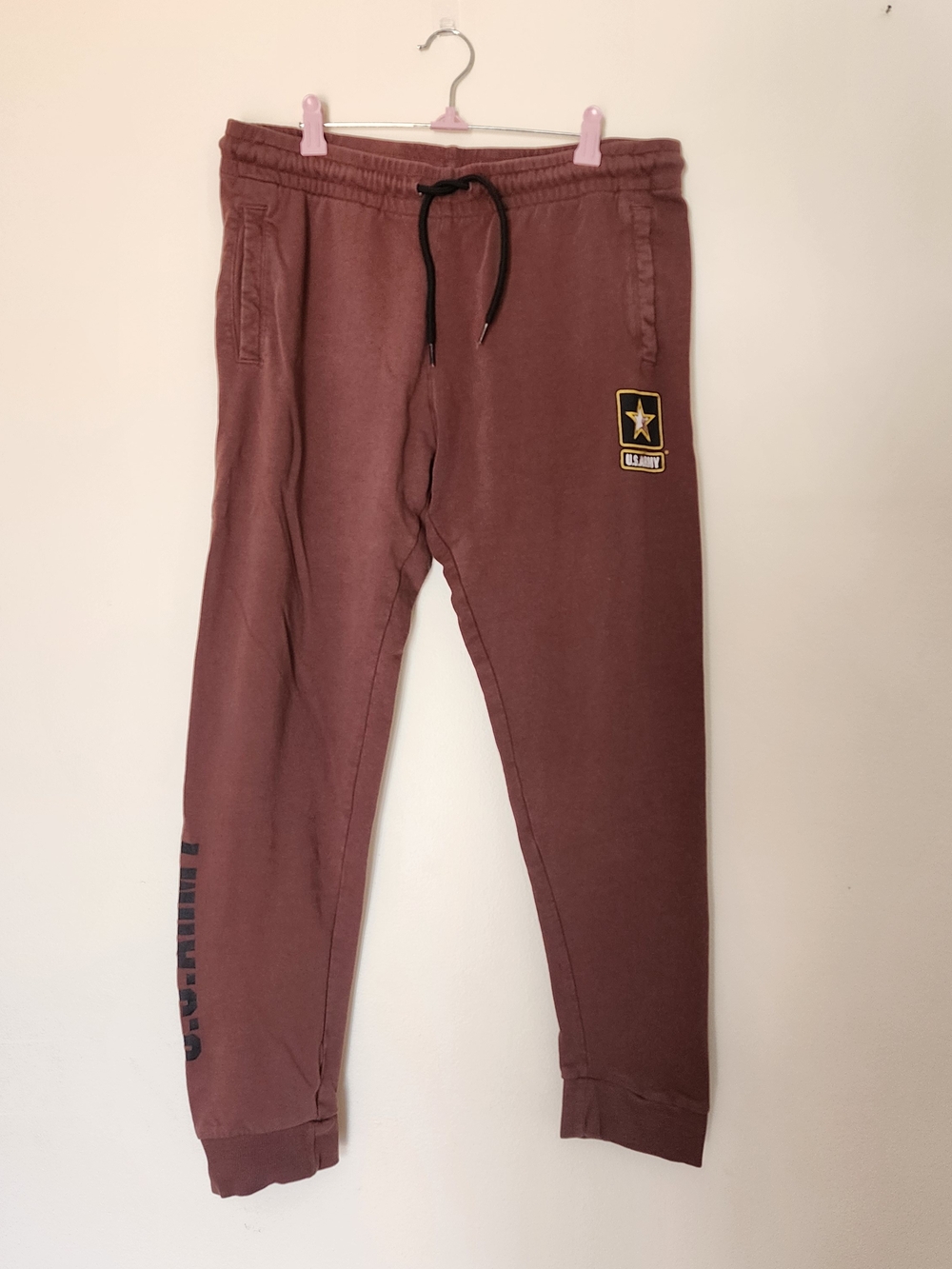 U.S. Army Men's Jogger Sweatpants Size Medium Maroon Loungewear Patriotic Proud